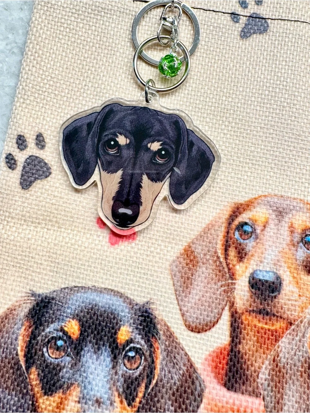 New Dachshund Dogs in Colorful Sweaters Shopping Bag Purse Tote w/ Charm - 16”